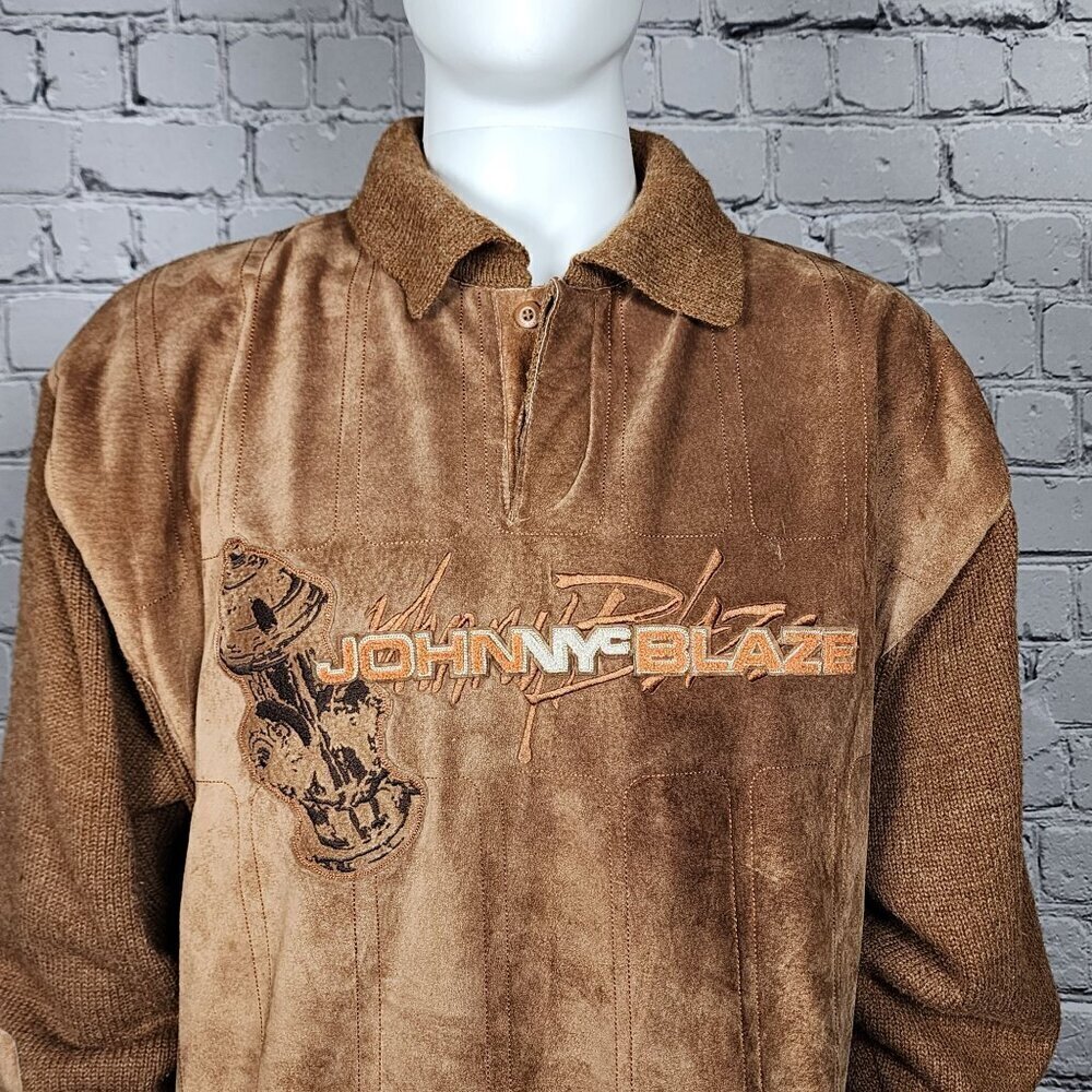 Wu Tang Johnny Blaze Brown Suede Acrylic Sweater, Men's XL